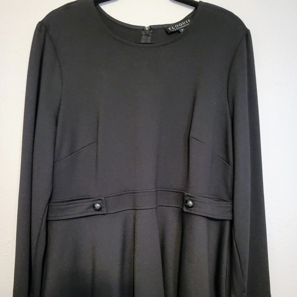 Eloquii Black Ponte Knit Button Detail Top 18
